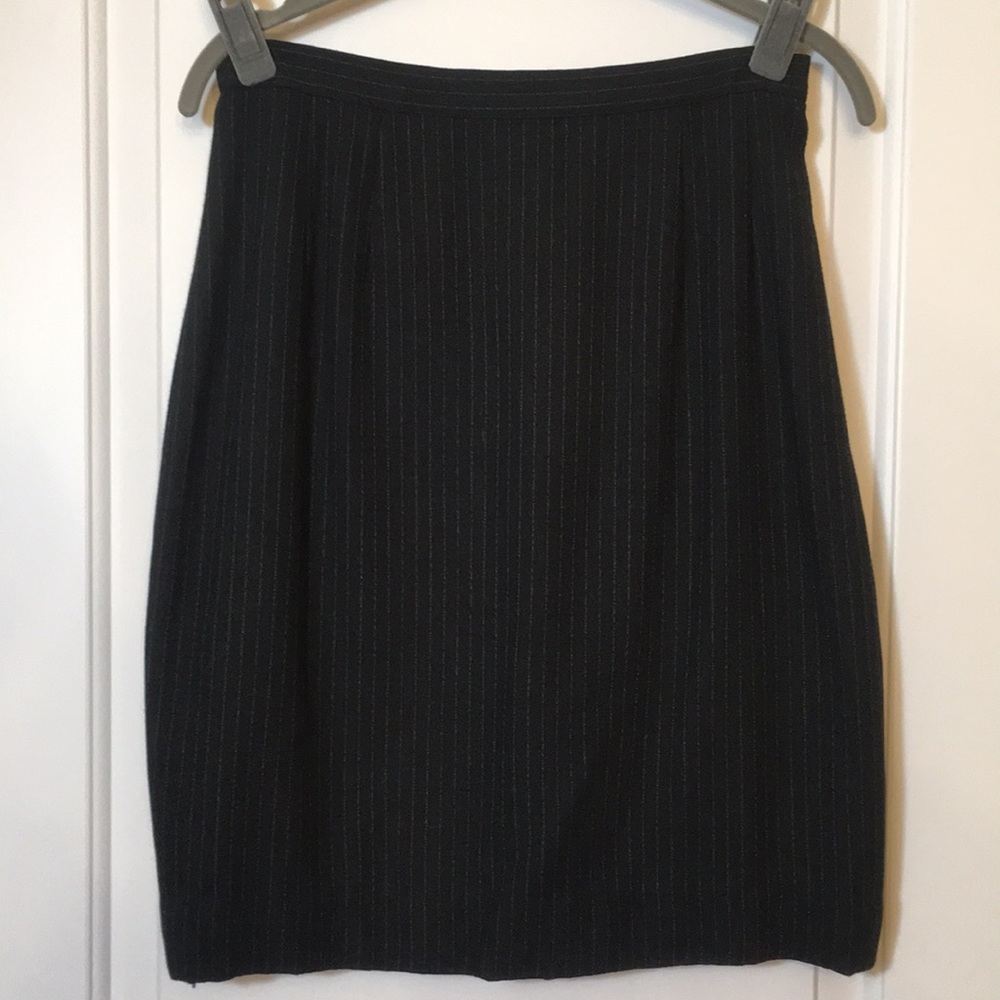 Black pinstripe pencil skirt